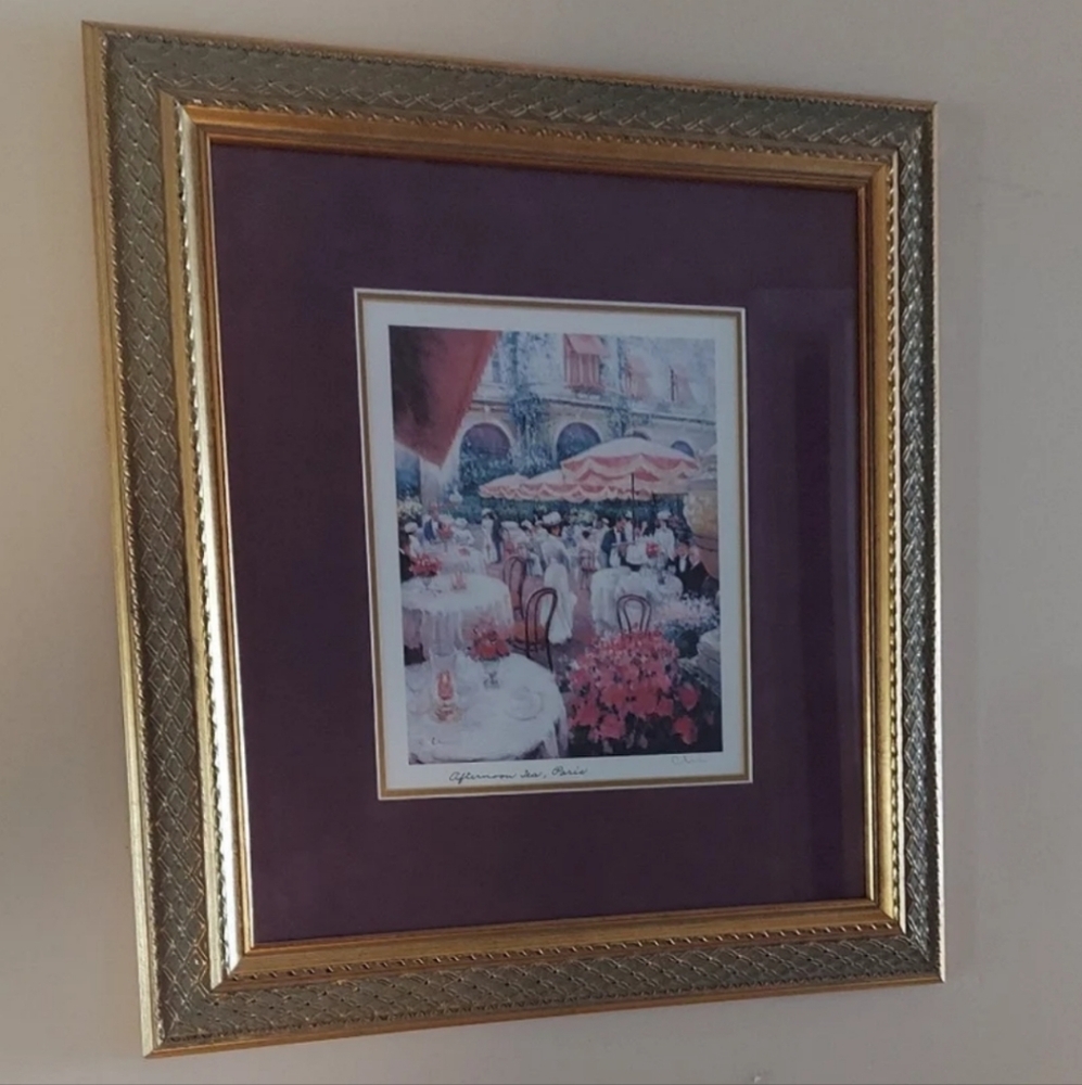 Hand Signed Chun Afternoon Tea Paris Framed - Certificate Of Authenticity 1992